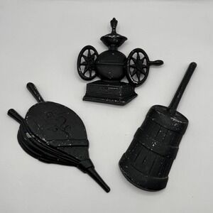 Sexton Wall Plaques Set 3 Black Farmhouse Coffee Grinder Butter Churn Bellows